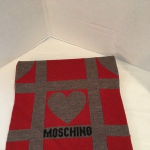 Moschino Spell Out Heart Wool Scarf Italy